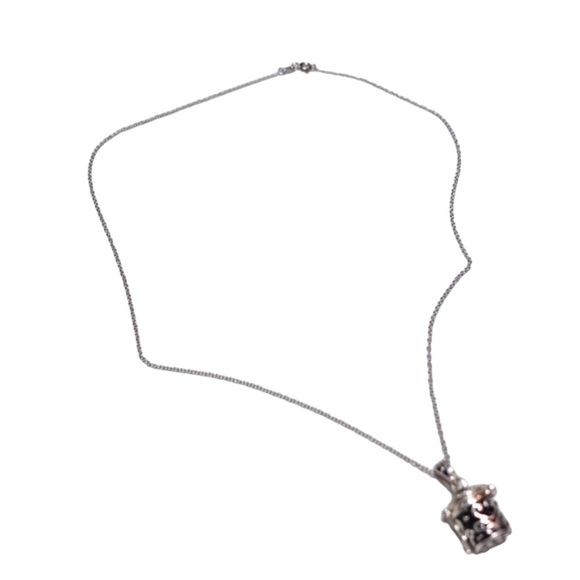 NIP Sterling Silver Prayer Box Pendant w/ Chain Necklace Faceted Green Stones - Picture 1 of 12